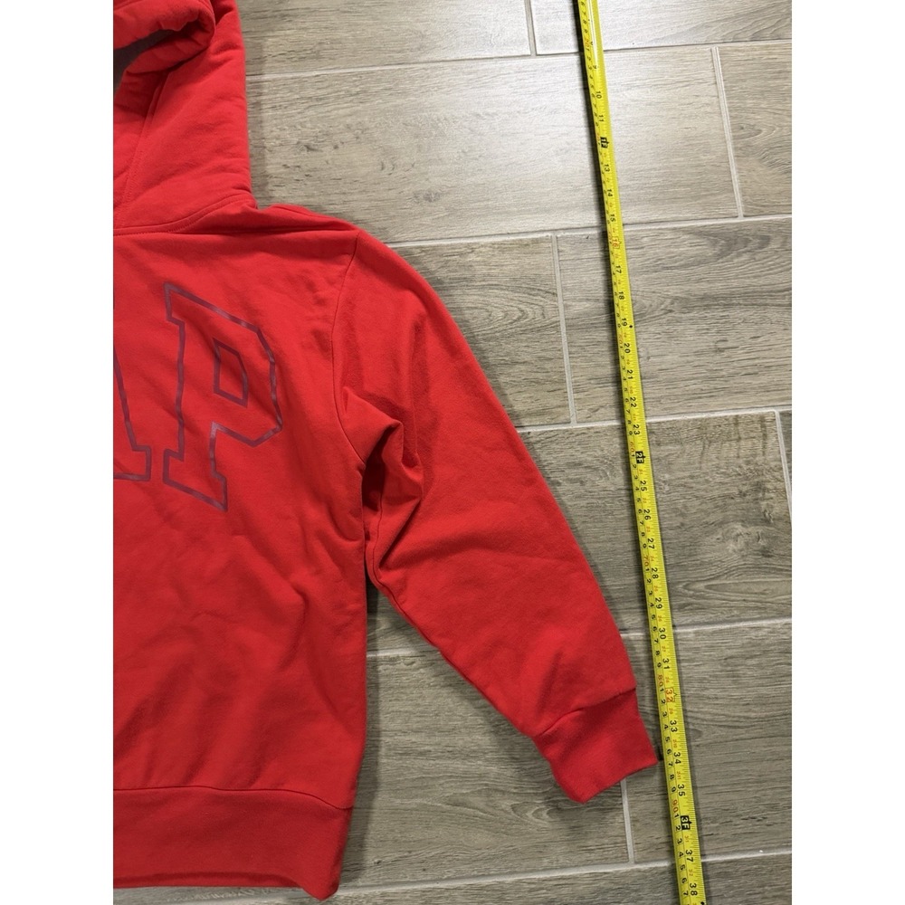 GAP Women's Red Logo Hoodie Pullover Sweatshirt White Hood Size Large - Picture 5 of 16